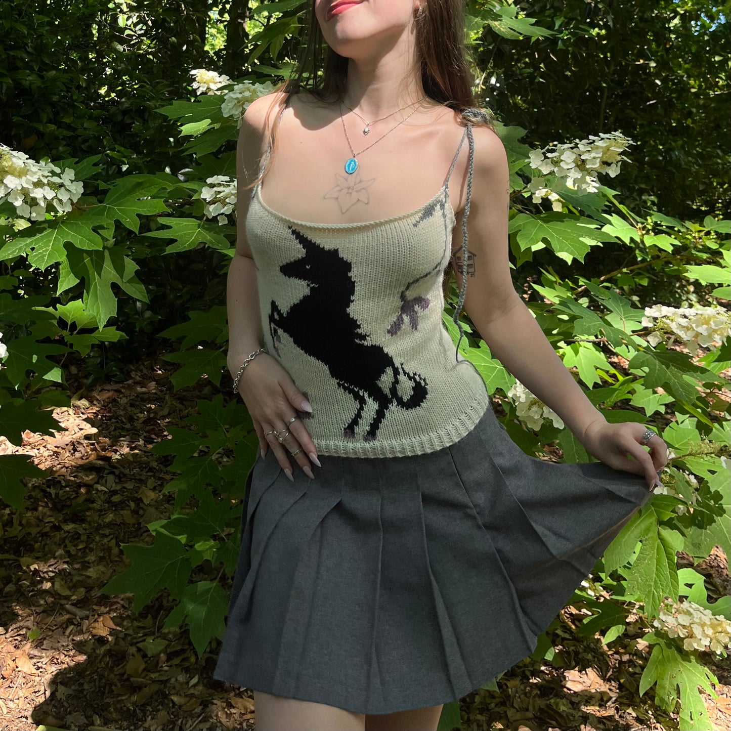 black and cream unicorn tank