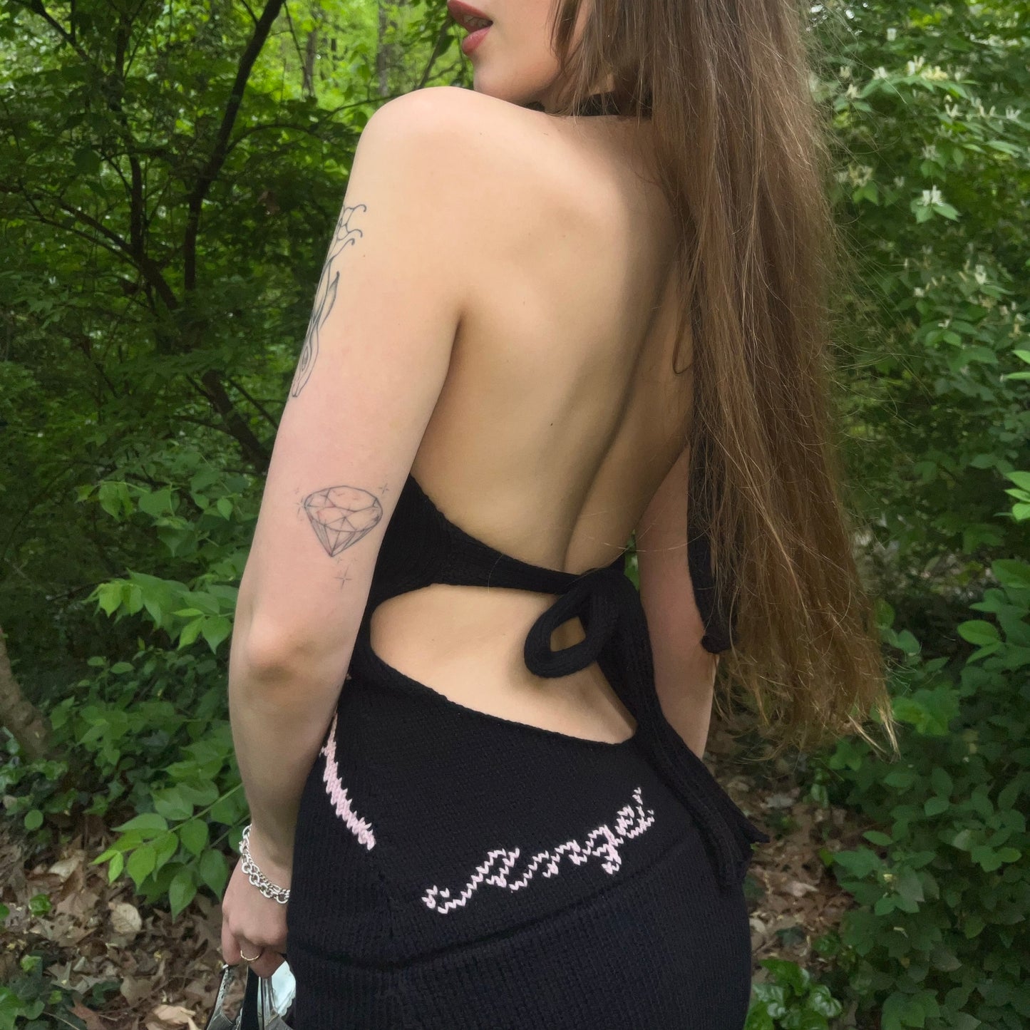 rose halter mini dress