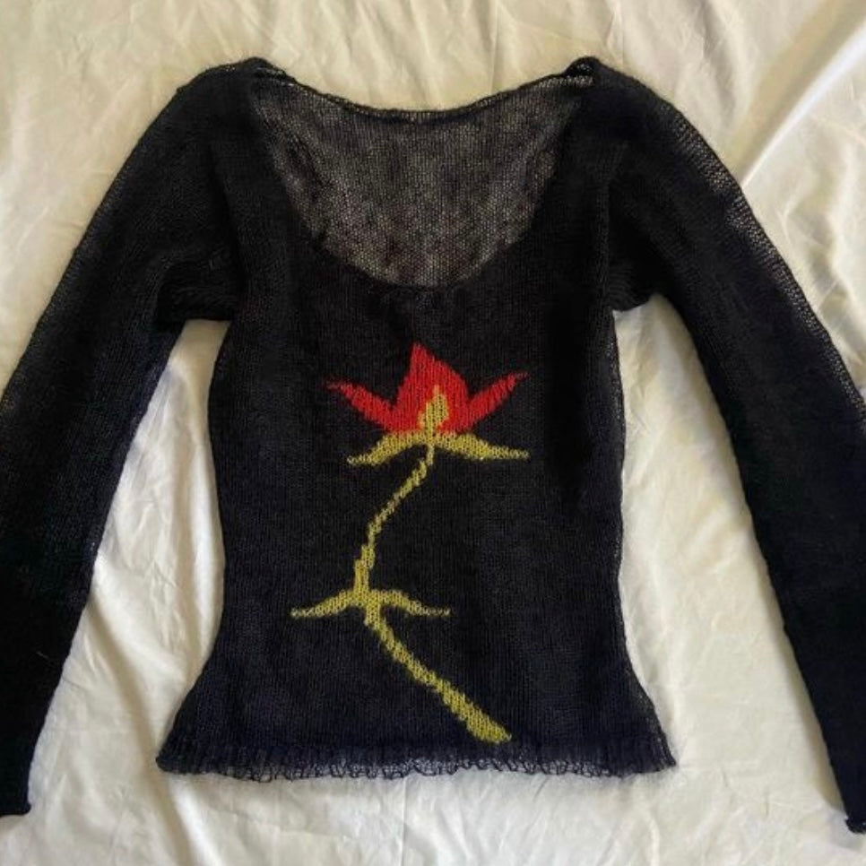 black and red mohair long sleeve