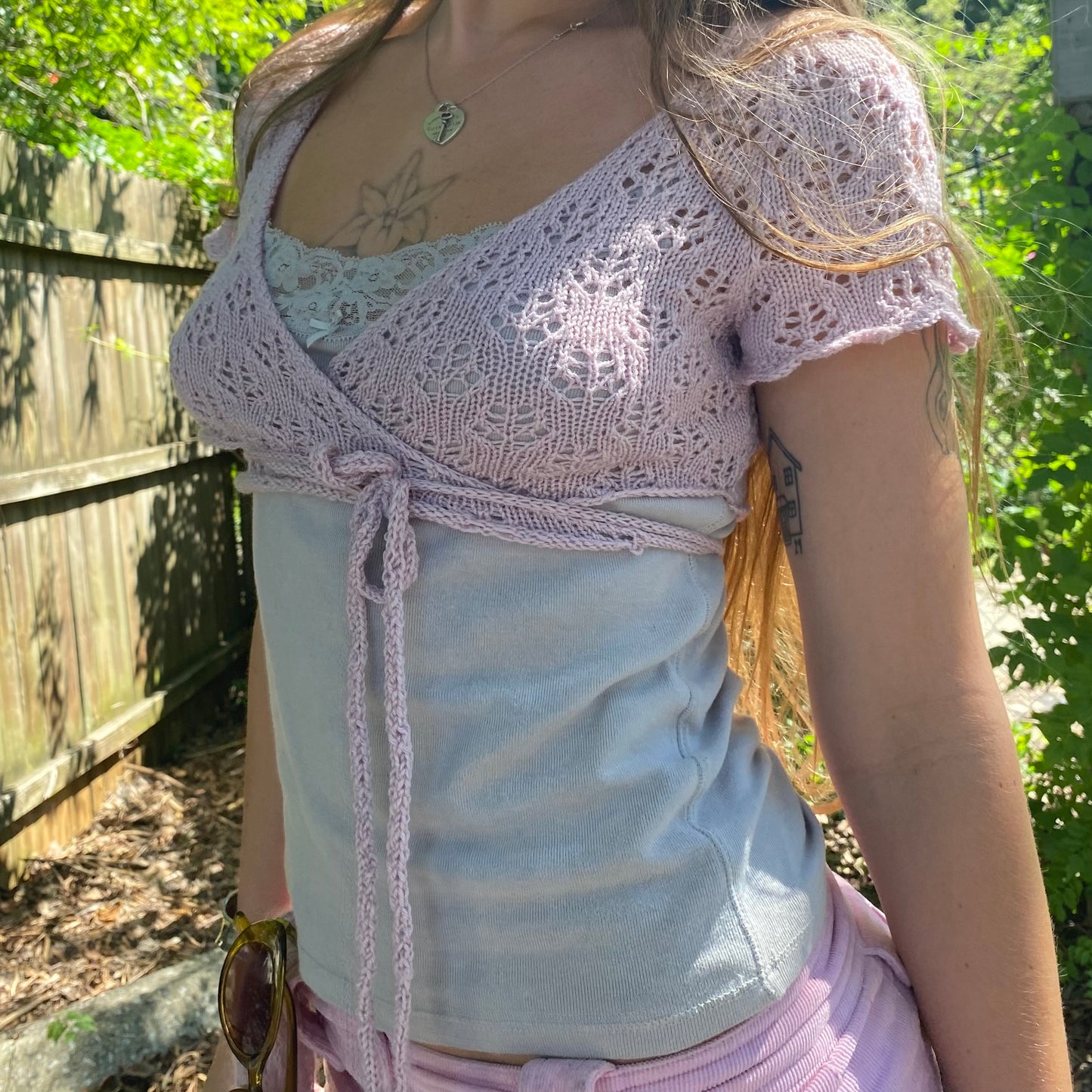 wrap top and crochet cap