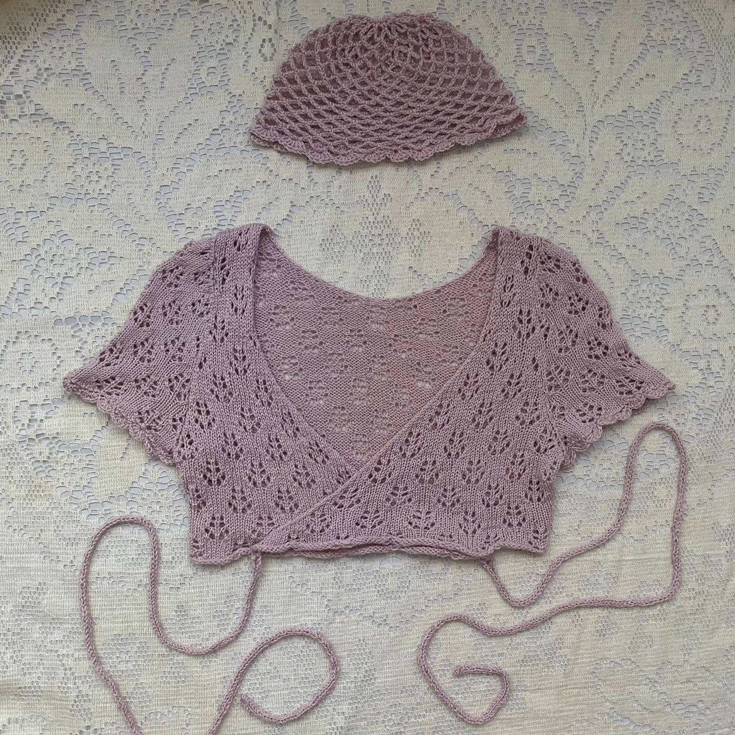 wrap top and crochet cap